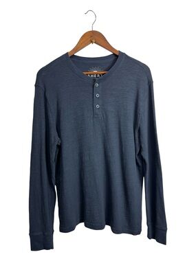 Faherty Long Sleeve Henley Shirt Organic Cotton - Blue